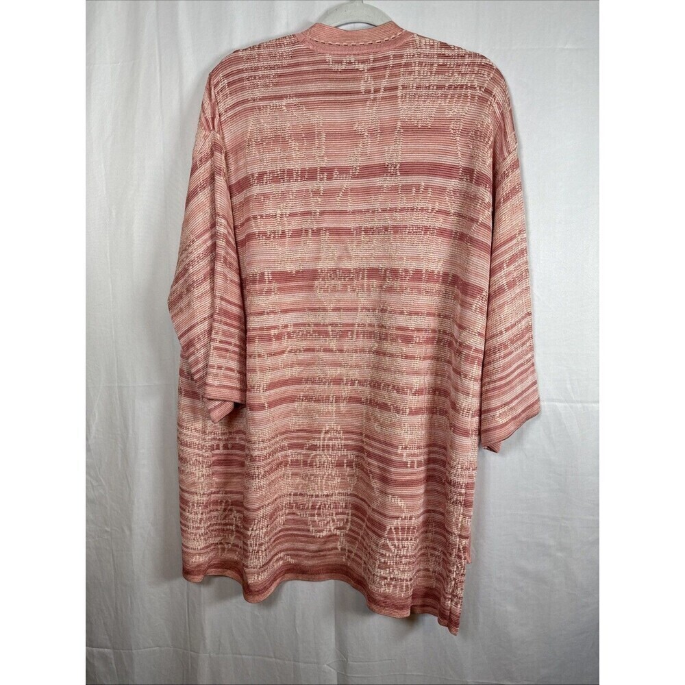 Chico's Women Size 3 XL Light Cardigan Open Front Pink  Abstract Print Preowned - Picture 6 of 12